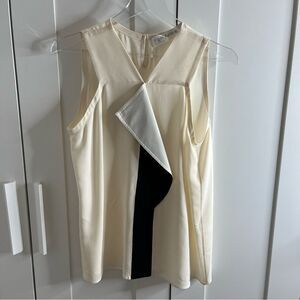 Yigal Azrouel Silk Ivory‎ Black Sleeveless Blouse size 6